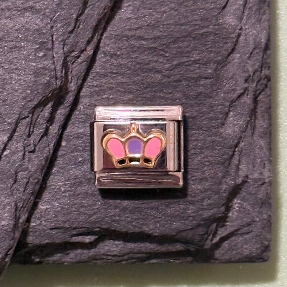 Crown Italian Charm Bracelet Link - Picture 1 of 1